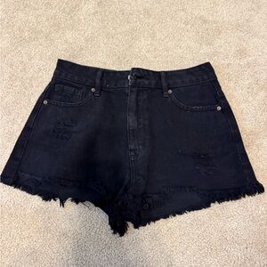 Black distressed high-rise denim shorts from PacSun, size 25.